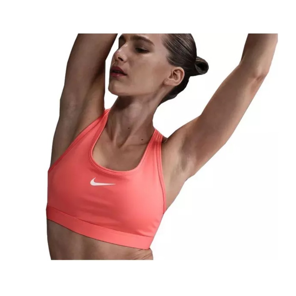 Nike Women's Dri-FIT Swoosh Medium Support Bra Magic Ember Adjustable Sports